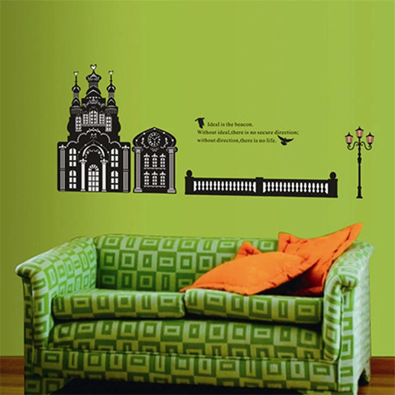 Pegatinas-de-pared-de-luz-de-calle-de-Castillo-negro-creativo-para-dormitorio-calcoman-a-de