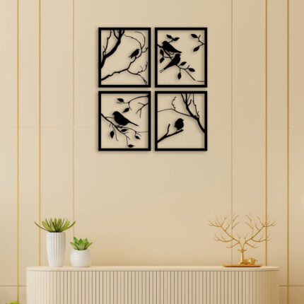 Birdcage Leaves Wall Sticker Bedroom Sofa Forest Nature Leaves Birds Animal Branch Wall Decal Living Room Vinyl Decor