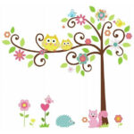 Cute Owl Bird Flower Squirrel Vinyl Mural Art Wall Sticker Decal for kid nursery children Owl Wall Decals - Image 2