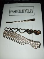 3pcs set rendom design Gold Rhinestone Scissors Pearls Hairpins Hair Clips Hair Accessories - Image 5