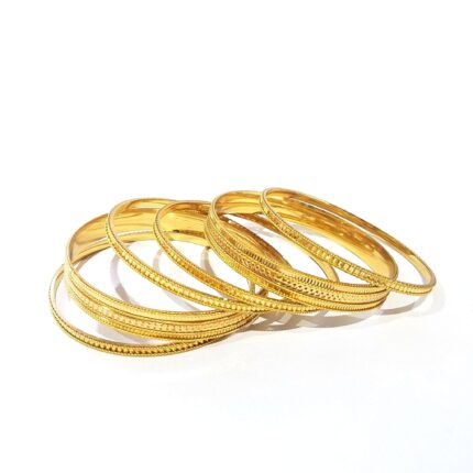 6 pcs golden kare with bangles