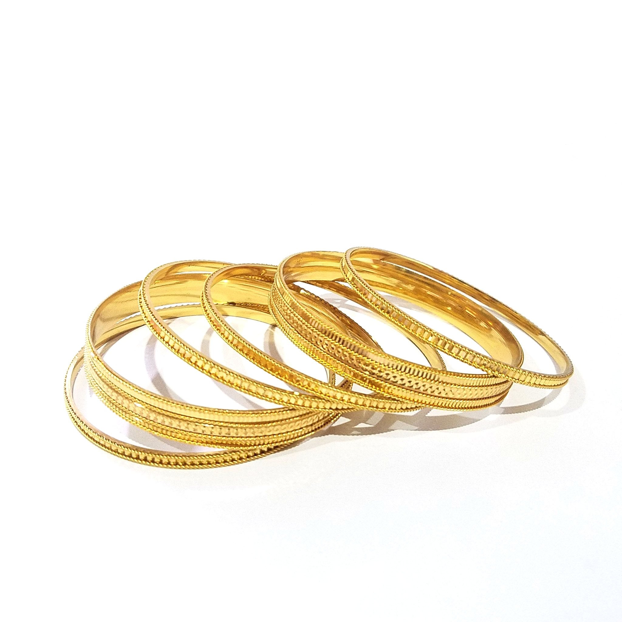 6 pcs golden kare with bangles - Image 1