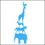 Growing Up with Friends: Blue Animal Tower Wall Decal  Reach for the Sky: Animal Stack Growth Chart  The Friendly Zoo: Kids' Height Measurement Sticker nc039 size (60x90) - Image 3