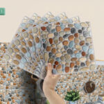 Waterdichte Tegels Steen Behang Stickers Badkamer Keuken Muur Trim Line Plint Grens 3d Zelfklevende Mozaïek Sticker J731 Wall Tiles 8"x8" (6 Sheets) JM731