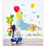 Baby monkey elephant wall decal for kids AY7261 - Image 2