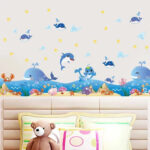 Wall Sticker : Sea Animals, Whales, and Crab, DIY Wallpaper, Interior Sheet, Removable, Free Shipping size 50x70 xls7149