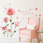 SK9337 Pink Rose Bedroom And Living Room Wall Sticker Decorative Stickers DIY Stickers Cabinet Sticker - Image 3
