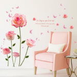 SK9337 Pink Rose Bedroom And Living Room Wall Sticker Decorative Stickers DIY Stickers Cabinet Sticker - Image 4