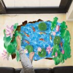 Creative 3D Lotus Pond Vinyl Wall Stickers Funny Art Wall Mural Floor Decals for Kids Rooms Bedroom Bathroom Waterproof XL8305 - Image 5