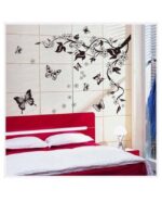 AY9124 Black Butterfly Flower rattan DIY Removable Wall Stickers - Image 3