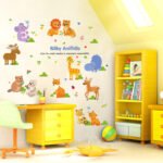 Cartoon Baby Animals Wall Sticker SK-9104 Colorful Animals Wall Paper Wall Art Decor For Kids Room PVC Removeable – Online Shopping Pakistan, Nail Art in Pakistan, Wall Stickers - Image 2