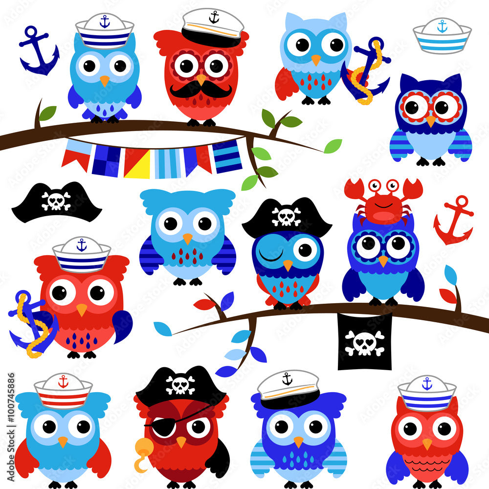 1000_F_100745886_rGpW74LNjYJSXFMvnSqyfR1v9HGEwU1e Nautical Owls Clipart & Vectors - Image 1