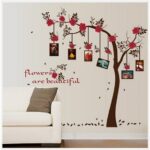 SK9086 New Chic Family Red Flowers Photo Frame Tree Wall Sticker Living Room Decor Room Decals - Image 2