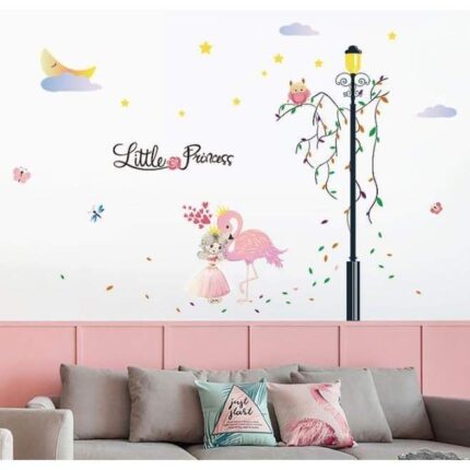 SK9352 Little Princess Flamingo WALLSTICKER STIKER DINDING UK 60X90