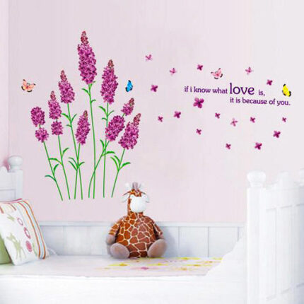 Beautiful Lavender Flowers Vinyl Wall Stickers for Bedroom size 50x70 xl7017
