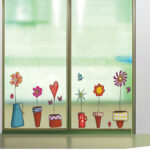 Ay947 Cute Flower Wall Sticker Kitchen Window Sticker Butterfies Wall - Image 3