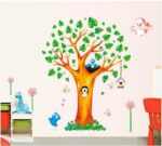 green family tree wall decal sticker bear the bird nest cute cartoon bedroom cottage stickers for kids rooms Ay9125 - Image 2