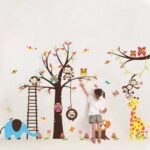 Owls Monkeys Lion Elephant Birds Flowers Tree Ladder Wall Decal PVC Home Sticker House Vinyl Paper Decoration WallPaper Living Room Bedroom Kitchen Art Picture DIY Murals Girls Boys kids Nursery Baby - Image 2