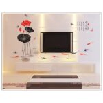 'Ailian Said' Lotus Flower Chinese Style Wall Stickers Wall Decal DIY PVC for kindergarten Living Room Children's Room TV Sofa Background Wall Art Decors - Image 3