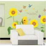 LM868 Sunflower butterfly Wall Stickers Wall Decals - Image 5