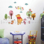 Jungle Theme Pooh Bear, Piglet, Cat and Owl Artistic Decal Wall Sticker for Kids Room abc 1021 60x90cm - Image 5