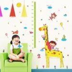 XL8203 Kids room cartoon giraffe measuring height wall sticker cute animal cloud child growth scale sticker baby bedroom decoration - Image 3