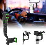 360° Rearview Mirror Phone Holder, Universal Car Phone Holder, for Car Rearview Mirror Cylindrical Mount, Phone and GPS Holder, Suitable for All 4-6.1 Inch Mobile Phones Holder - Image 2