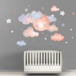 Wall sticker Sleepy moon Dusty pink size 60x60 nc027 - Image 2
