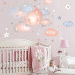 Wall sticker Sleepy moon Dusty pink size 60x60 nc027 - Image 5