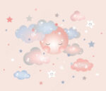 Wall sticker Sleepy moon Dusty pink size 60x60 nc027 - Image 3