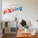 Wall Sticker ABC-1063 Hanging Clothes Shoes Toys Wall Paper For Kids Room Colorful Birds And Butterflies - Image 3