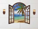 3D Wall Sticker SK9062B Fake Window Blue Sea View European Style Bedroom Living Room Entrance Decoration Self-adhesive Wall Sticker - Image 5