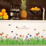 Large Diy Home Decor Nature Colorful Flowers Grass Buttefly Wall Stickers 3d Wall Decals Floral Tv Background Base Decoration - Wall Stickers - AliExpress - Image 2