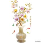 Kitchen Wall Decor Safe and Wealthy Vase Jade Carved for Living Room Bedrooms Tv Background 3D Wall Art Decoration Modern Design GS9666 Size: 60X90cm - Image 2