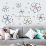 Blooming Flower Wall Sticker, English, Peel and Stick Wallpaper Sticker, Translucent Petal Illustration, Self-Adhesive, Glass, Bedside, Rental Apartment size 50x70 ay7224