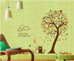 WALL STICKER HEART TREE AND CAT AY9017