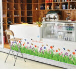 Green Grass Flowers Butterflies Wall Corner Decals Living Room Bedroom Baseboard Skirting Line Wall Stickers Art stiker dinding Wallsticker decalmile SK9057 Size: 30x 90cm - Image 5