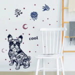 Wall Sticker French Bulldog Boston Terrier Iggy Paisley Night Moon Star Diamond Round Brilliant Cut size 50x70 sk7125 - Image 4