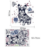 Wall Sticker French Bulldog Boston Terrier Iggy Paisley Night Moon Star Diamond Round Brilliant Cut size 50x70 sk7125 - Image 5