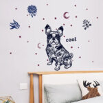 Wall Sticker French Bulldog Boston Terrier Iggy Paisley Night Moon Star Diamond Round Brilliant Cut size 50x70 sk7125 - Image 7
