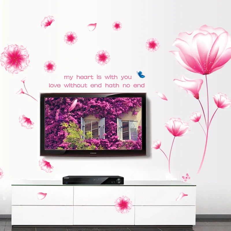177962e2c1ea4839df0cd10bb401815b_2048x2048_592c5947-5331-4fbf-853e-82a43f5cd277 Decal painting, Korean wall decal pink crystal flower size 60x90 AY9184a - Image 1