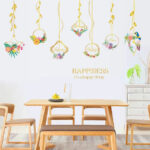 Wall Sticker Sk9351 Wreath Flower Leaf Bird Natural DIY Wallpaper Interior Sheet Peelable Sticker - Image 2