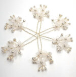 pack of six Hair Accessories Pearls Beads Hairpins  Flower Bridal Wedding Hair Clips Ornament - Image 9