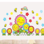 Radiant Sunflower Smiles Decal - Brighten Kids' Spaces with Joyful, Smiling Flowers PVC Wall Art for Home Decor size 50x70 xy8015 - Image 2