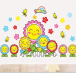 Radiant Sunflower Smiles Decal - Brighten Kids' Spaces with Joyful, Smiling Flowers PVC Wall Art for Home Decor size 50x70  dm570009 - Image 2