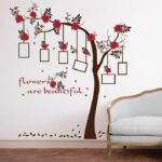 SK9086 New Chic Family Red Flowers Photo Frame Tree Wall Sticker Living Room Decor Room Decals - Image 3