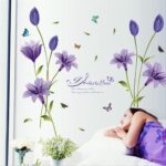 SK9122B PURPLE BIG TULIP WALL WALLSTICKER WALL STICKER WALL STICKER TRANSPARENT DECORATION 60x90 - Image 3