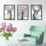 Nordic style creative 3.D removable stickers XL8327 Fantasy Watercolor Deer -Colorful - Image 2