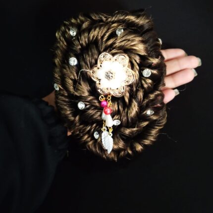 Cosmic Women and Girl Black Synthetic Fiber Style Decorated Juda Stud Work Hair Extension