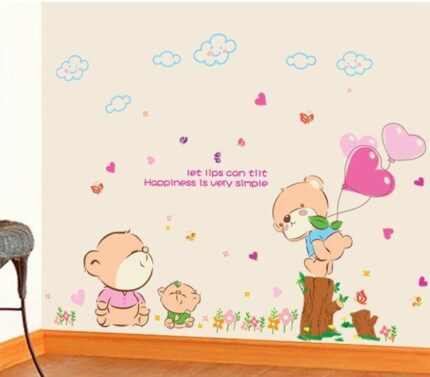 Hearts and Cute Teddy Bears Baby and Kids Room Decoration Wall Decor Sticker Decal size 50x70 am7037